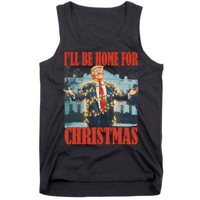 ILl Be Home For Christmas Santa Funny Trump Xmas Pajamas Tank Top