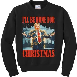 ILl Be Home For Christmas Santa Funny Trump Xmas Pajamas Kids Sweatshirt