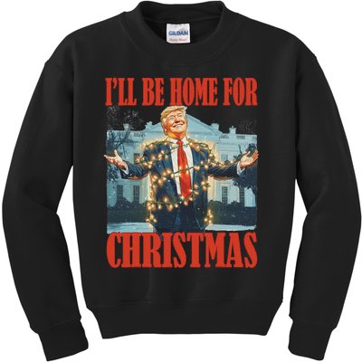 ILl Be Home For Christmas Santa Funny Trump Xmas Pajamas Kids Sweatshirt