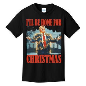 ILl Be Home For Christmas Santa Funny Trump Xmas Pajamas Kids T-Shirt