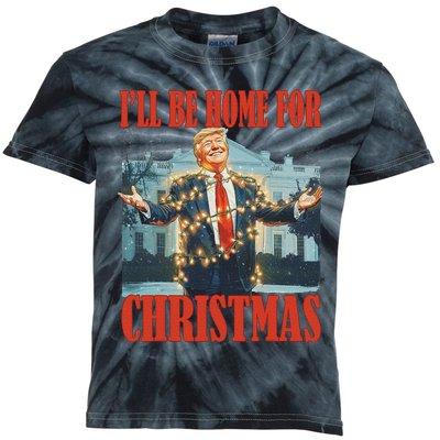 ILl Be Home For Christmas Santa Funny Trump Xmas Pajamas Kids Tie-Dye T-Shirt