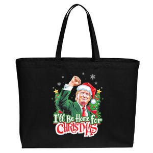 ILl Be Home For Christmas Funny Trump Santa 2024 Christmas Cotton Canvas Jumbo Tote