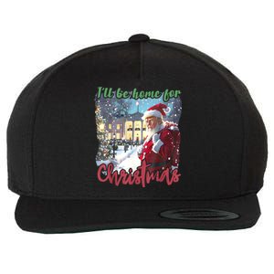 ILl Be Home For Christmas Xmas Santa Trump Funny Holiday Gift Wool Snapback Cap