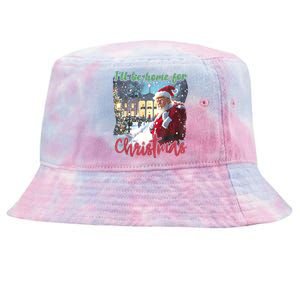 ILl Be Home For Christmas Xmas Santa Trump Funny Holiday Gift Tie-Dyed Bucket Hat