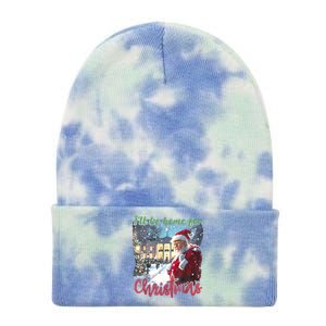 ILl Be Home For Christmas Xmas Santa Trump Funny Holiday Gift Tie Dye 12in Knit Beanie