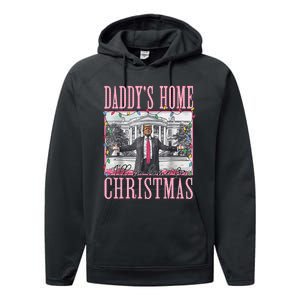 ILl Be Home For Christmas Santa Funny Trump Xmas Pajamas Performance Fleece Hoodie