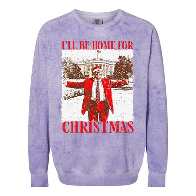 ILl Be Home For Christmas Funny Trump 2024 Xmas Pjm Colorblast Crewneck Sweatshirt