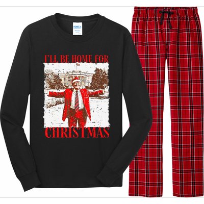 ILl Be Home For Christmas Funny Trump 2024 Xmas Pjm Long Sleeve Pajama Set