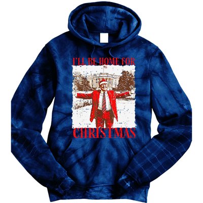 ILl Be Home For Christmas Funny Trump 2024 Xmas Pjm Tie Dye Hoodie