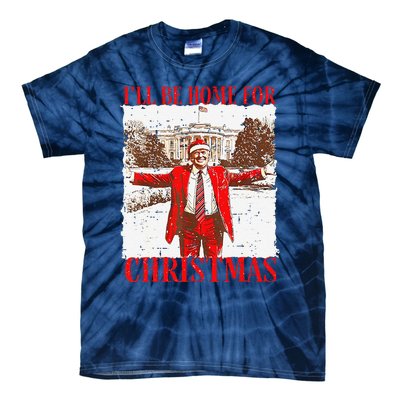 ILl Be Home For Christmas Funny Trump 2024 Xmas Pjm Tie-Dye T-Shirt