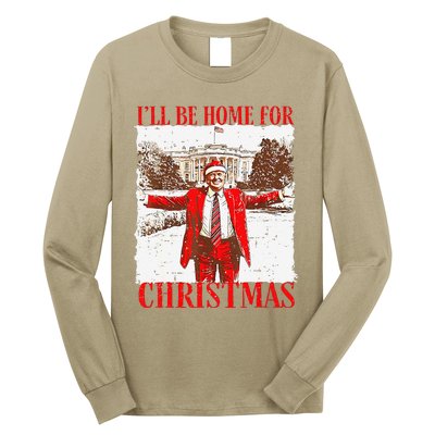 ILl Be Home For Christmas Funny Trump 2024 Xmas Pjm Long Sleeve Shirt