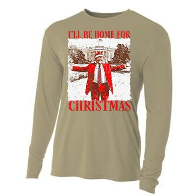 ILl Be Home For Christmas Funny Trump 2024 Xmas Pjm Cooling Performance Long Sleeve Crew