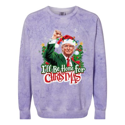 ILl Be Home For Christmas Santa Trump 2024 Colorblast Crewneck Sweatshirt