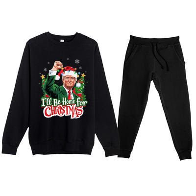 ILl Be Home For Christmas Santa Trump 2024 Premium Crewneck Sweatsuit Set