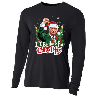 ILl Be Home For Christmas Santa Trump 2024 Cooling Performance Long Sleeve Crew