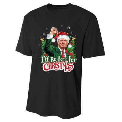 ILl Be Home For Christmas Santa Trump 2024 Performance Sprint T-Shirt