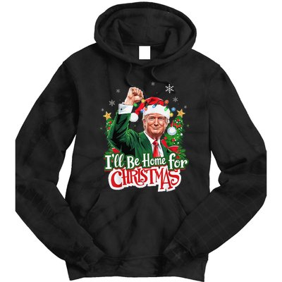 ILl Be Home For Christmas Santa Trump 2024 Tie Dye Hoodie