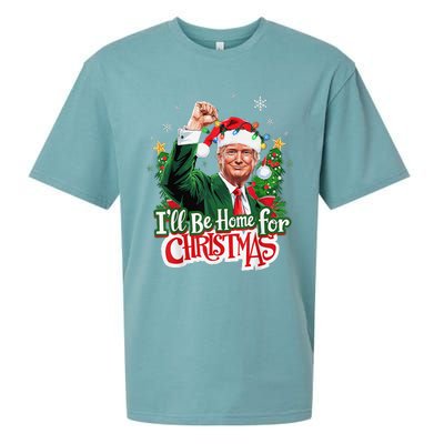 ILl Be Home For Christmas Santa Trump 2024 Sueded Cloud Jersey T-Shirt