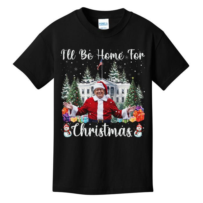 ILl Be Home For Christmas Funny Santa Claus Trump 2024 Kids T-Shirt