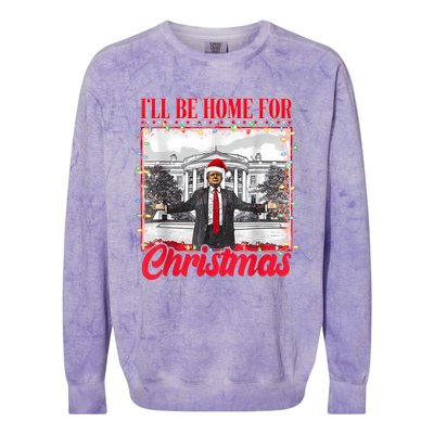 ILl Be Home For Christmas Santa Funny Trump Xmas Pajamas Colorblast Crewneck Sweatshirt