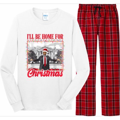 ILl Be Home For Christmas Santa Funny Trump Xmas Pajamas Long Sleeve Pajama Set