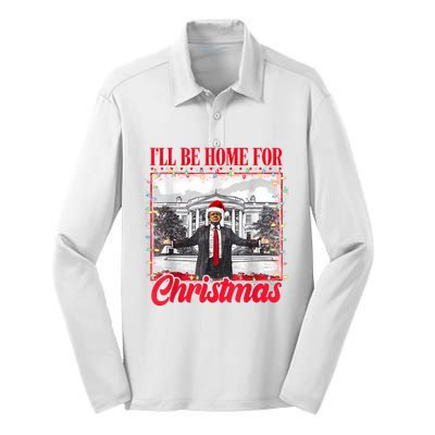 ILl Be Home For Christmas Santa Funny Trump Xmas Pajamas Silk Touch Performance Long Sleeve Polo