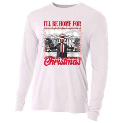 ILl Be Home For Christmas Santa Funny Trump Xmas Pajamas Cooling Performance Long Sleeve Crew