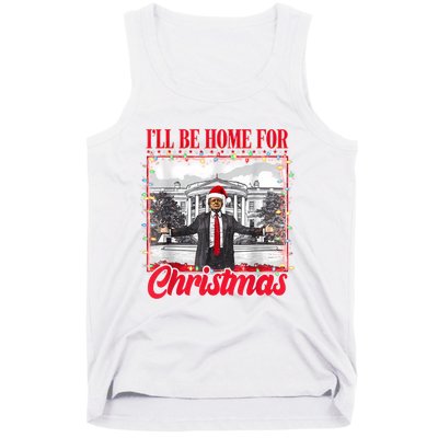 ILl Be Home For Christmas Santa Funny Trump Xmas Pajamas Tank Top