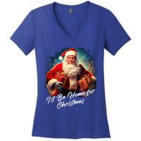 ILl Be Home For Christmas – Trump Santa Funny Graphic Cool Gift Women's V-Neck T-Shirt