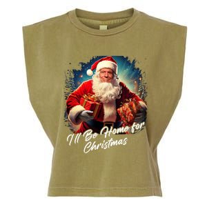 ILl Be Home For Christmas – Trump Santa Funny Graphic Cool Gift Garment-Dyed Women's Muscle Tee