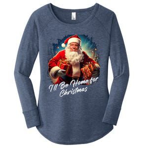 ILl Be Home For Christmas – Trump Santa Funny Graphic Cool Gift Women's Perfect Tri Tunic Long Sleeve Shirt