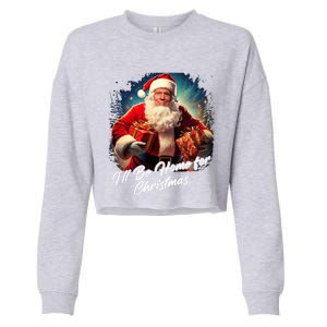 ILl Be Home For Christmas – Trump Santa Funny Graphic Cool Gift Cropped Pullover Crew