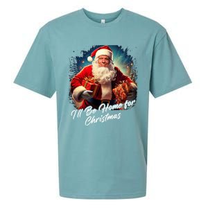 ILl Be Home For Christmas – Trump Santa Funny Graphic Cool Gift Sueded Cloud Jersey T-Shirt