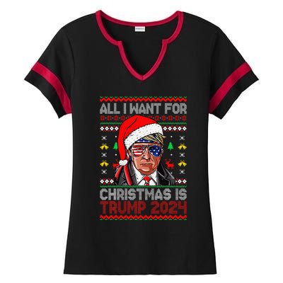 I’Ll Be Home For Christmas Trump 2024 DaddyS Home Trump 47 Ladies Halftime Notch Neck Tee