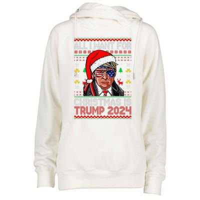 I’Ll Be Home For Christmas Trump 2024 DaddyS Home Trump 47 Womens Funnel Neck Pullover Hood