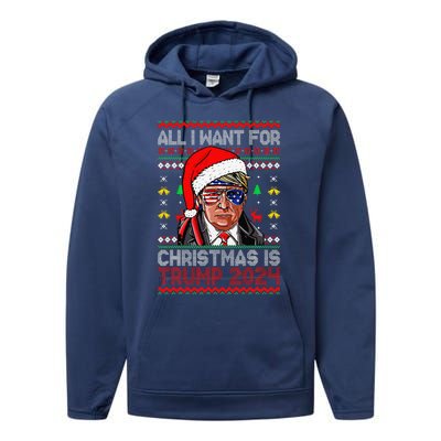 I’Ll Be Home For Christmas Trump 2024 DaddyS Home Trump 47 Performance Fleece Hoodie