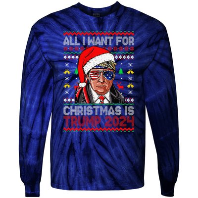 I’Ll Be Home For Christmas Trump 2024 DaddyS Home Trump 47 Tie-Dye Long Sleeve Shirt