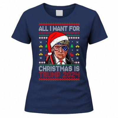 I’Ll Be Home For Christmas Trump 2024 DaddyS Home Trump 47 Women's T-Shirt