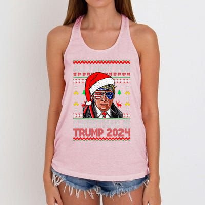 I’Ll Be Home For Christmas Trump 2024 DaddyS Home Trump 47 Women's Knotted Racerback Tank