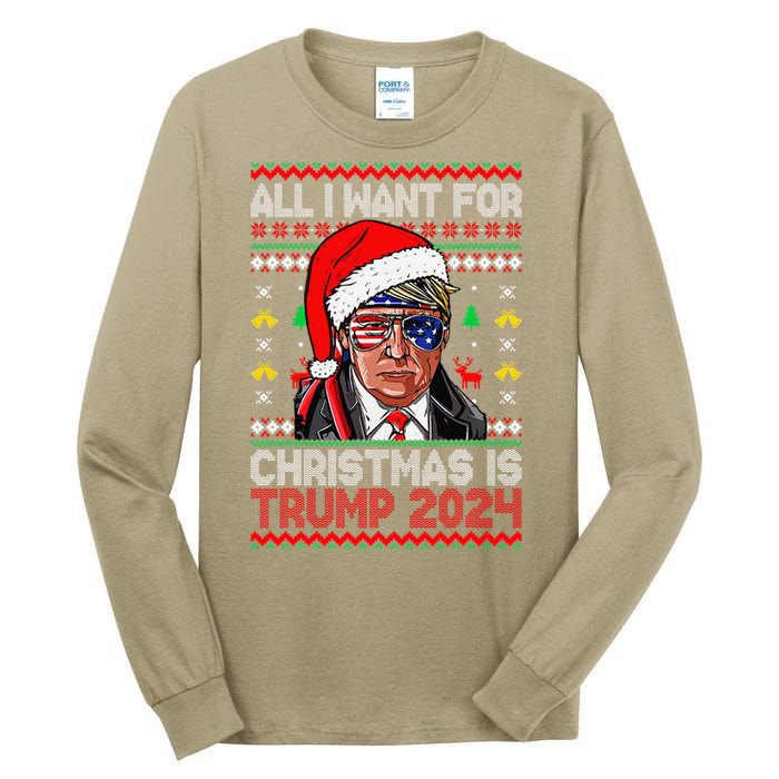 I’Ll Be Home For Christmas Trump 2024 DaddyS Home Trump 47 Tall Long Sleeve T-Shirt