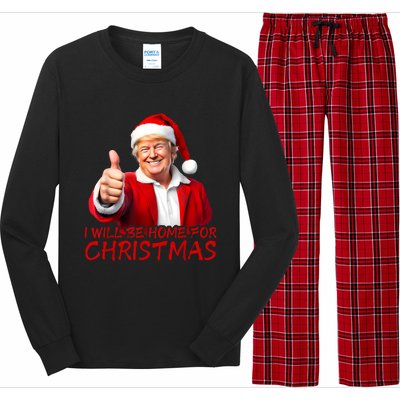 ILl Be Home For Christmas Funny Santa Trump Xmas Pajamas Long Sleeve Pajama Set