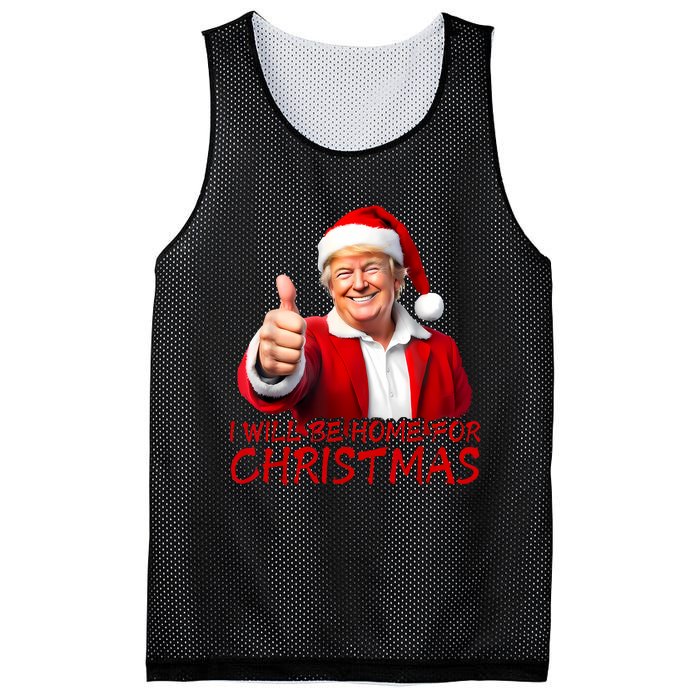 ILl Be Home For Christmas Funny Santa Trump Xmas Pajamas Mesh Reversible Basketball Jersey Tank