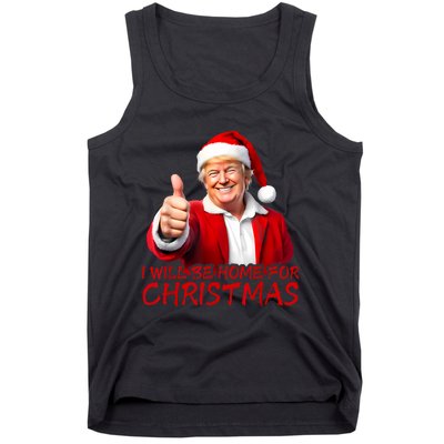 ILl Be Home For Christmas Funny Santa Trump Xmas Pajamas Tank Top