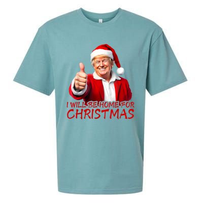 ILl Be Home For Christmas Funny Santa Trump Xmas Pajamas Sueded Cloud Jersey T-Shirt