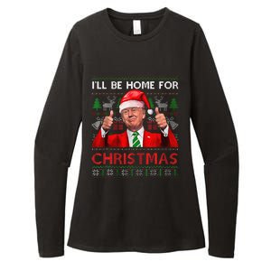 ILl Be Home For Christmas Santa Trump Xmas Pajamas Funny Womens CVC Long Sleeve Shirt