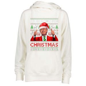 ILl Be Home For Christmas Santa Trump Xmas Pajamas Funny Womens Funnel Neck Pullover Hood