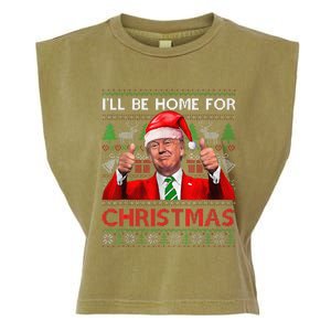 ILl Be Home For Christmas Santa Trump Xmas Pajamas Funny Garment-Dyed Women's Muscle Tee