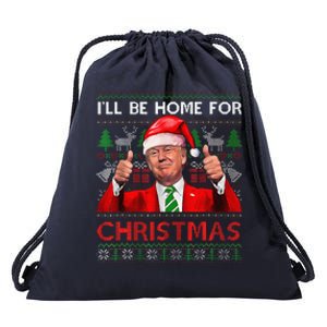 ILl Be Home For Christmas Santa Trump Xmas Pajamas Funny Drawstring Bag