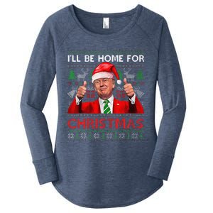 ILl Be Home For Christmas Santa Trump Xmas Pajamas Funny Women's Perfect Tri Tunic Long Sleeve Shirt