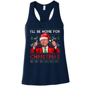 ILl Be Home For Christmas Santa Trump Xmas Pajamas Funny Women's Racerback Tank